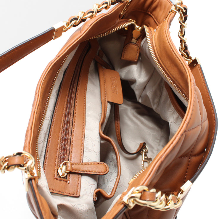 Michael Kors Susannah Quilted Leather Medium Shoulder Tote Bag- Walnut