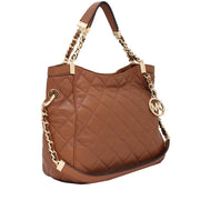 Michael Kors Susannah Quilted Leather Medium Shoulder Tote Bag- Walnut