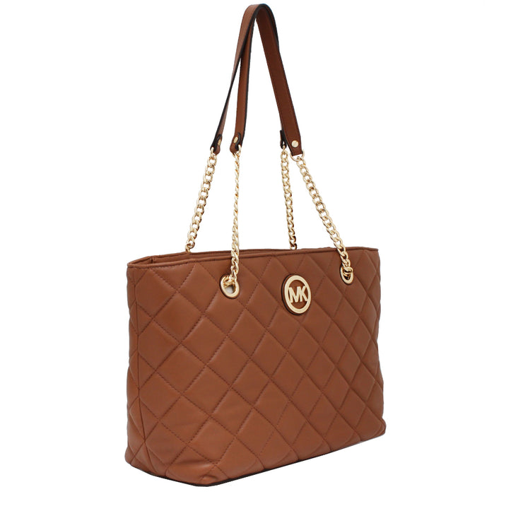 Michael Kors Fulton Quilted Leather Large East West Tote Bag- Walnut