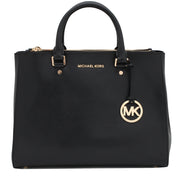 Michael Kors Sutton Large Patent Leather Satchel Bag- Black