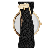 Michael Kors Watch MK2315- Slim Runway Gold Dial Black Leather Double Strap Ladies Watch