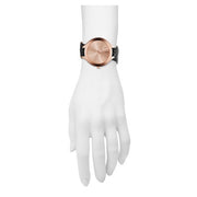 Michael Kors Watch MK2322- Slim Runway Rose Gold Dial Black Leather Double Strap Ladies Watch