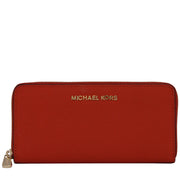 Michael Kors Jet Set Travel Zip-Around Saffiano Leather Continental Wallet- Orange