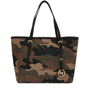 Michael Kors Jet Set Travel Camouflage Saffiano Leather Small Tote Bag- Duffle