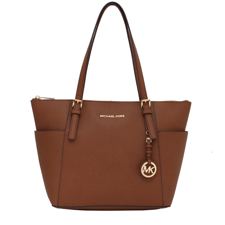 Michael Kors Jet Set East West Top-Zip Saffiano Leather Tote Bag- Luggage
