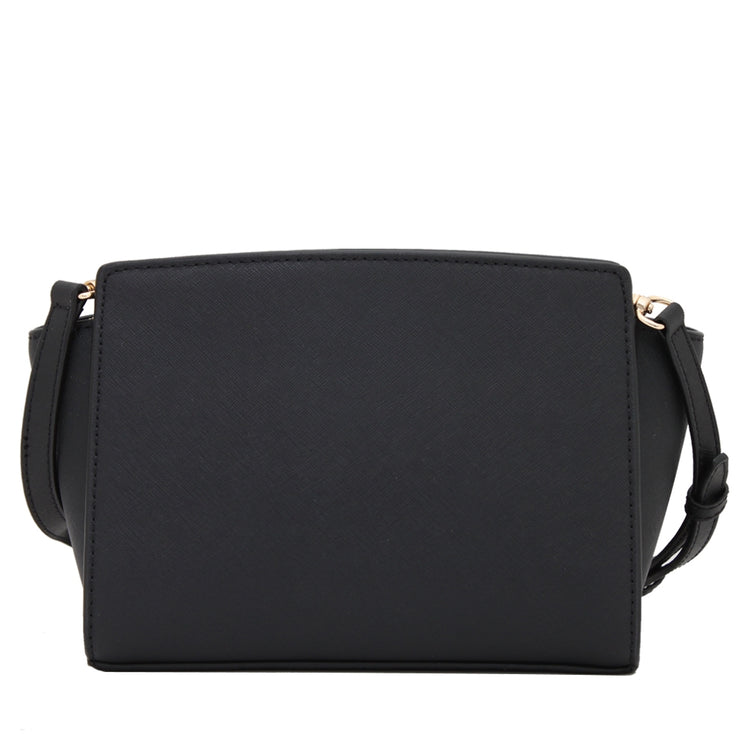 Michael Kors Selma Saffiano Leather Medium Messenger Bag- Black
