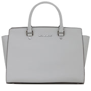 Michael Kors Selma Large Saffiano Leather Satchel Bag- Optic White