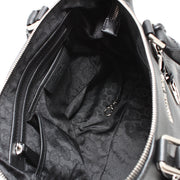 Michael Kors Bedford Leather Large Top Zip Satchel Bag- Black