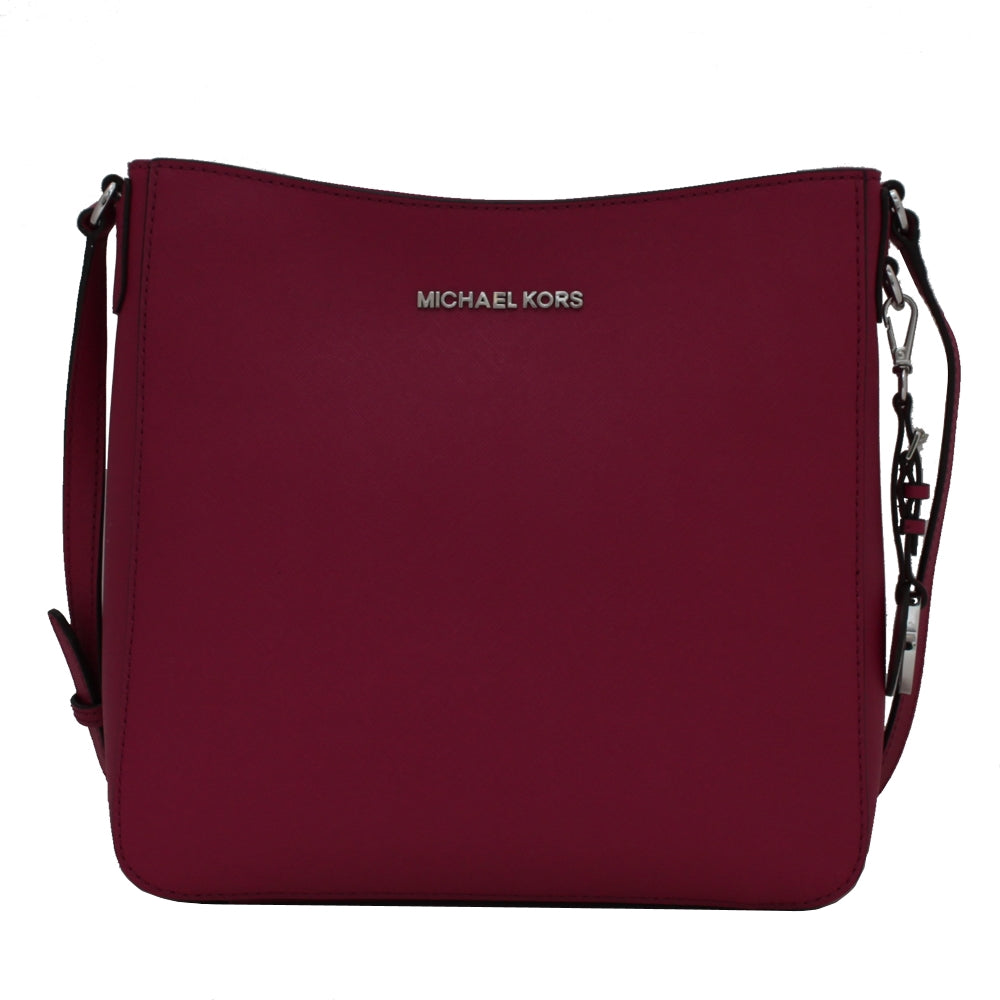 Michael Kors Jet Set Travel Leather Large Messenger Bag- Deep Pink