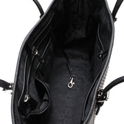 Michael Kors Jet Set Travel Center Stripe Saffiano Leather Small Tote Bag- Black-Deep Pink