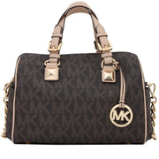 Michael Kors Grayson Medium Logo Satchel Bag- Brown