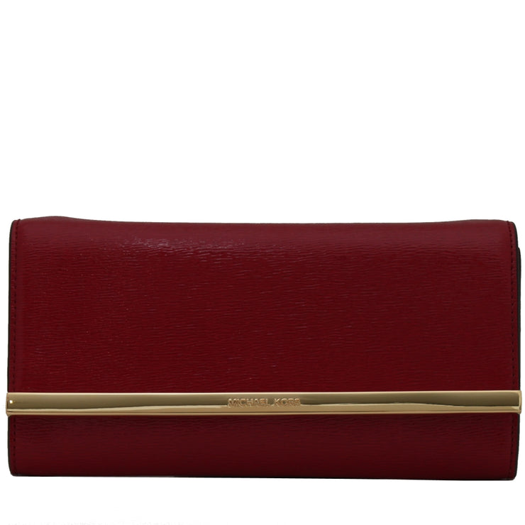 Michael Kors Lana Leather Clutch Bag- Dark Red