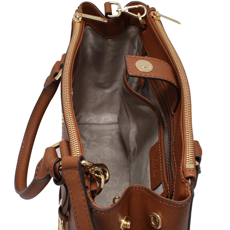 Michael Kors Sutton Medium Saffiano Leather Satchel Bag- Luggage