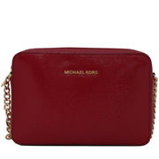 Michael Kors Jet Set Travel Large Patent Leather Crossbody Bag- Dark Red