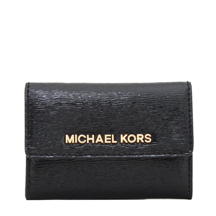 Michael Kors Jet Set Travel Patent Leather Coin Purse- Black