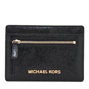 Michael Kors Jet Set Travel Patent Leather Flat Card Holder- Black