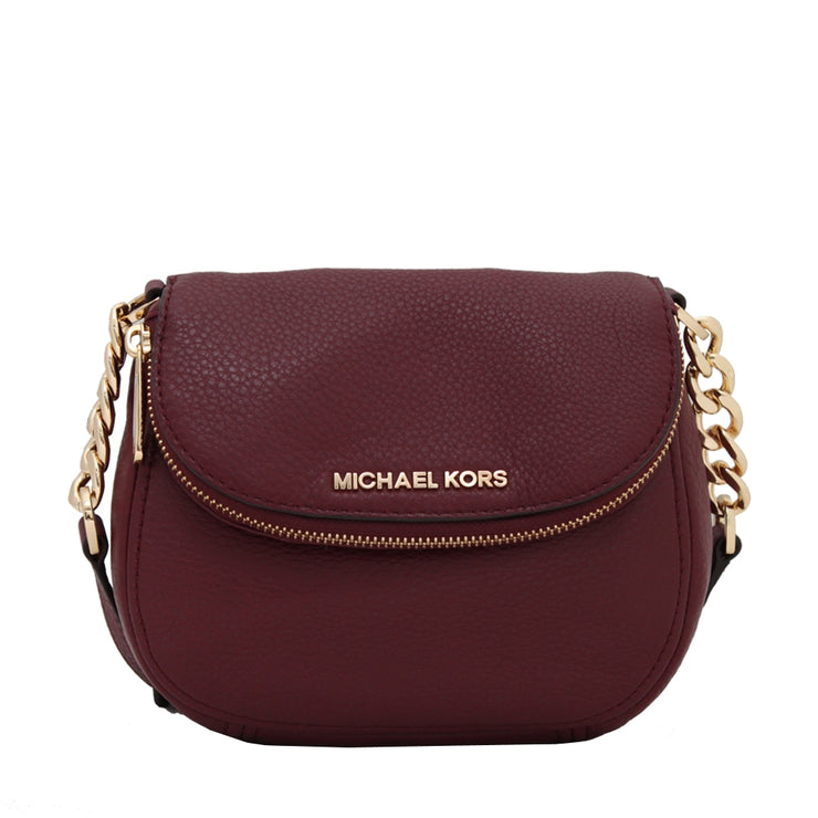 Michael Kors Bedford Leather Flap Crossbody Bag- Claret