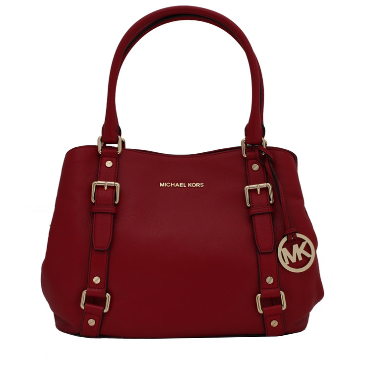 Michael Kors Bedford Leather Large East West Satchel Bag- Red