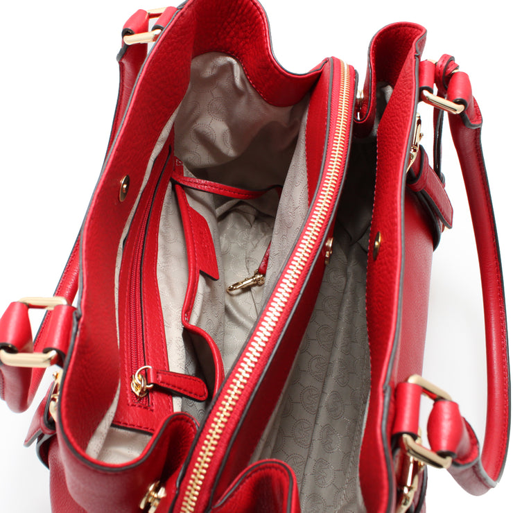 Michael Kors Bedford Leather Large East West Satchel Bag- Red