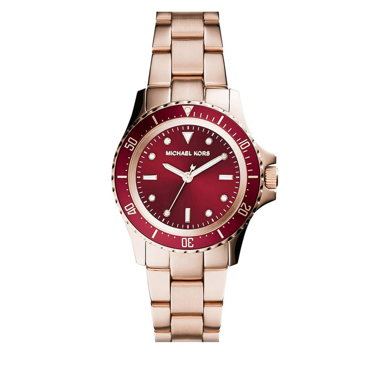 Michael Kors Watch MK6116- Tatum Red Dial Rose Gold Stainless Steel Ladies Watch