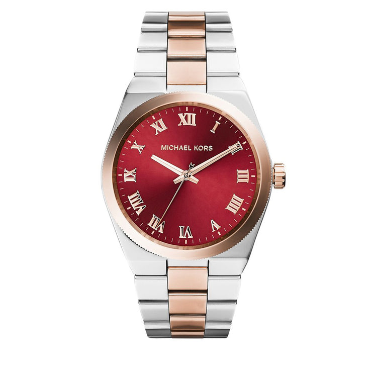 Michael Kors Watch MK6114- Channing Red Dial Two-Tone Stainless Steel Ladies Watch