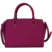 Michael Kors Selma Saffiano Leather Medium Satchel Bag- Cranberry