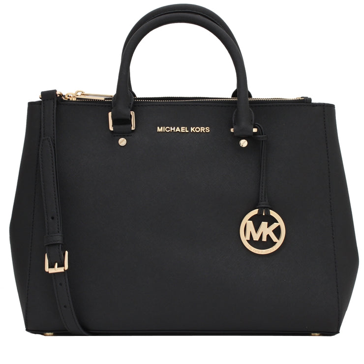 Michael Kors Sutton Saffiano Leather Large Satchel Bag- Black