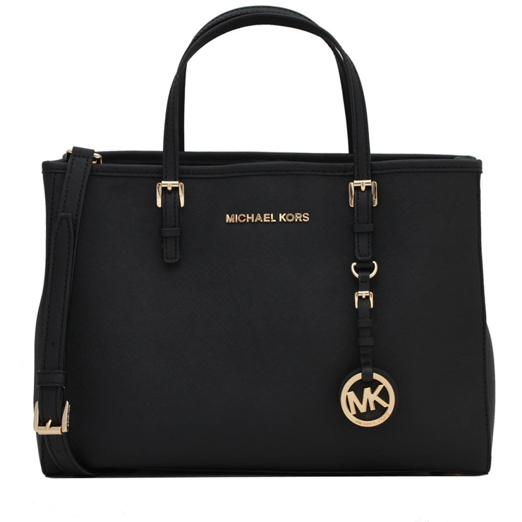 black leather jet set travel tote bag Michael Kors Jet Set Travel Saffiano Leather Medium East West Tote Bag – PinkOrchard.com
