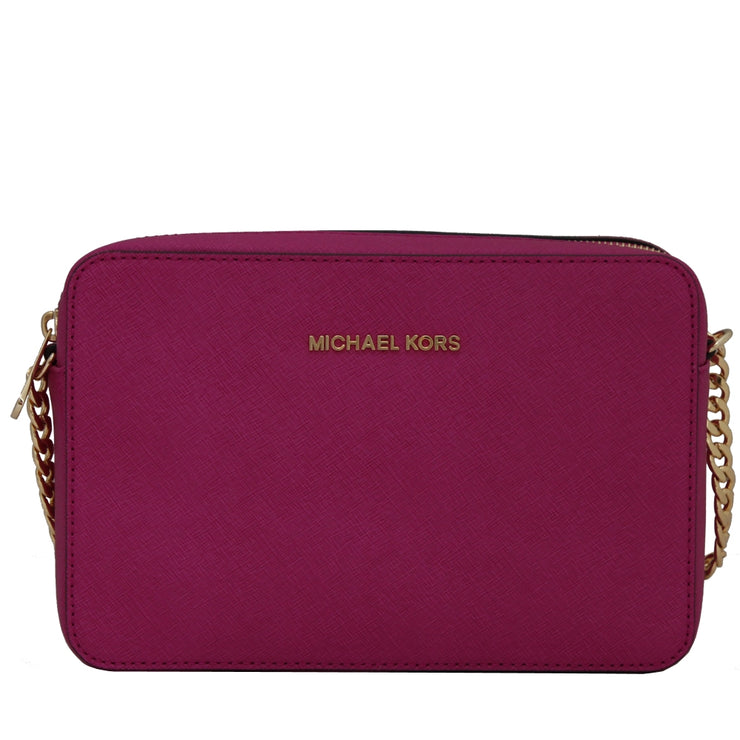 Michael Kors Jet Set Travel Large Saffiano Leather Crossbody Bag- Fuschia