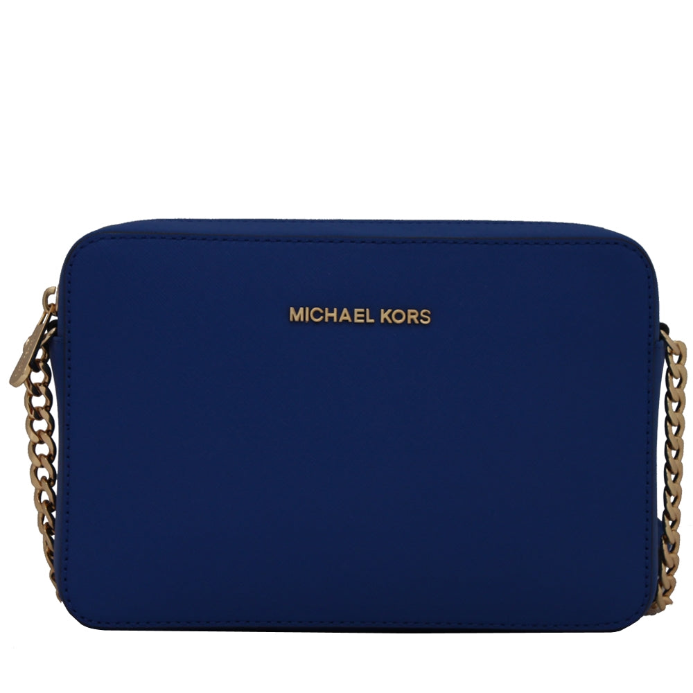 Michael Kors Jet Set Travel Large Saffiano Leather Crossbody Bag- Electric Blue