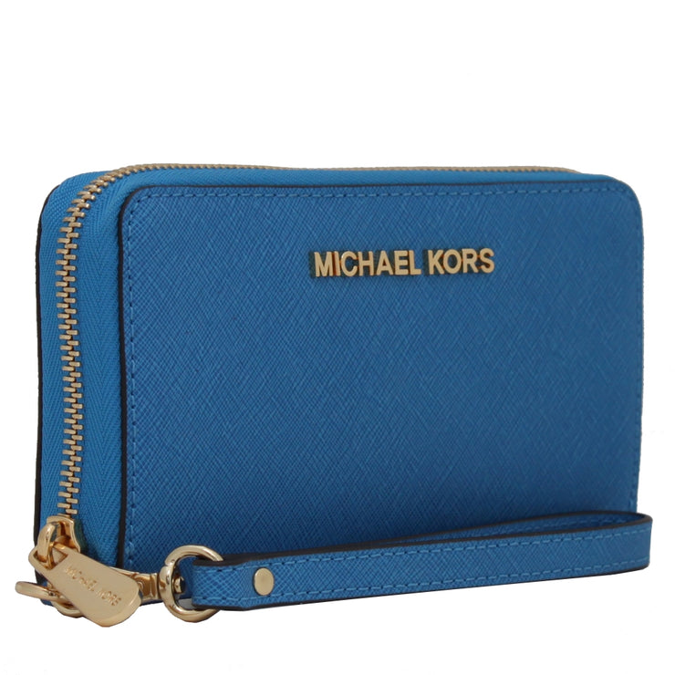 Michael Kors Jet Set Travel Large Multi-Function Phone Case Wristlet- Heritage Blue