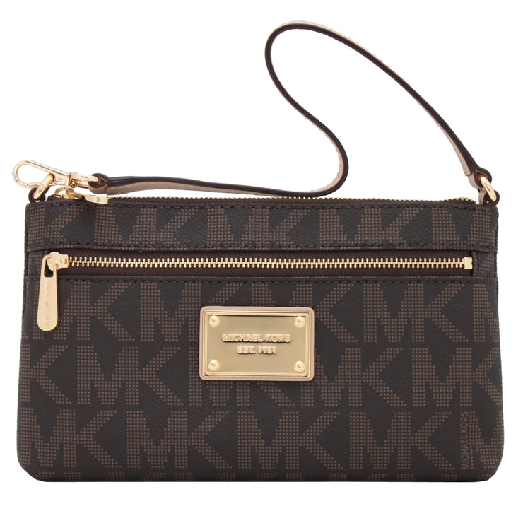 Michael Kors Logo Large Wristlet- Brown