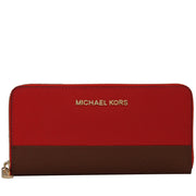 Michael Kors Jet Set Travel Zip-Around Saffiano Leather Continental Wallet- Mandarin-Luggage
