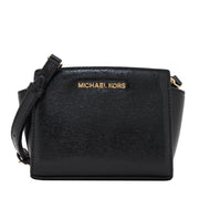 Michael Kors Selma Patent Leather Mini Messenger Bag- Black