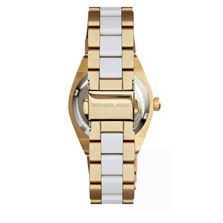 Michael Kors Watch MK6122- Mini Channing White Acetate Gold Stainless Steel Ladies Watch