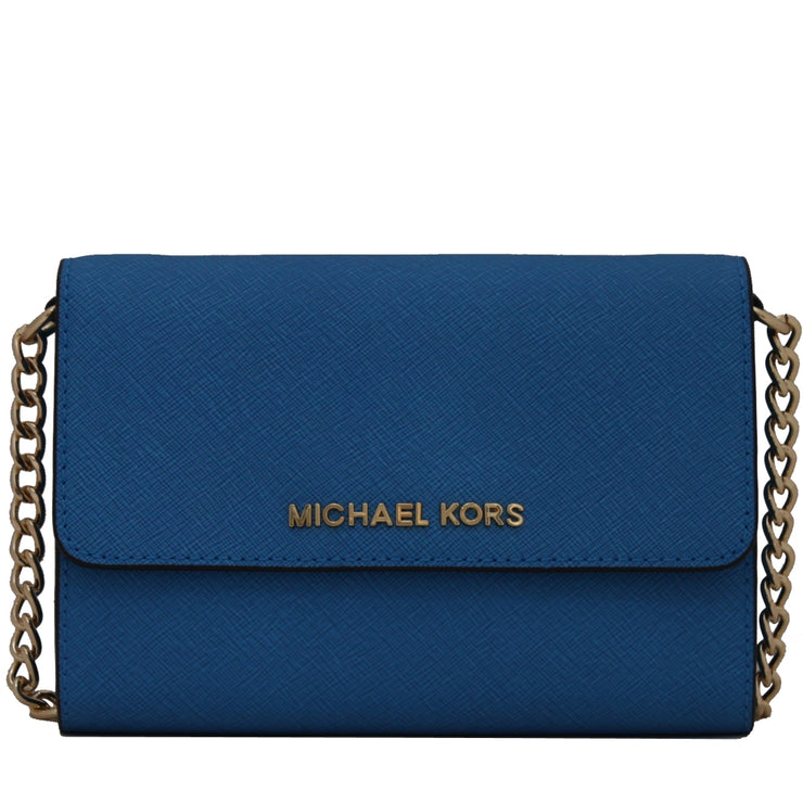 Michael Kors Jet Set Travel Saffiano Leather Crossbody Bag- Heritage Blue