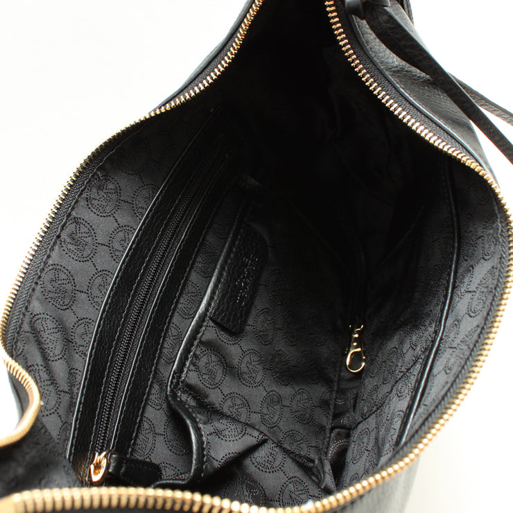 Michael Kors Rhea Zip Medium Leather Shoulder Bag- Optic White