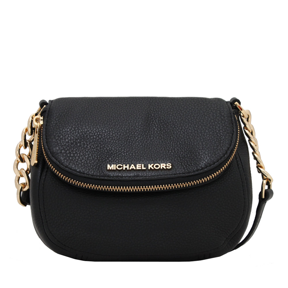Michael Kors Bedford Leather Flap Crossbody Bag- Black