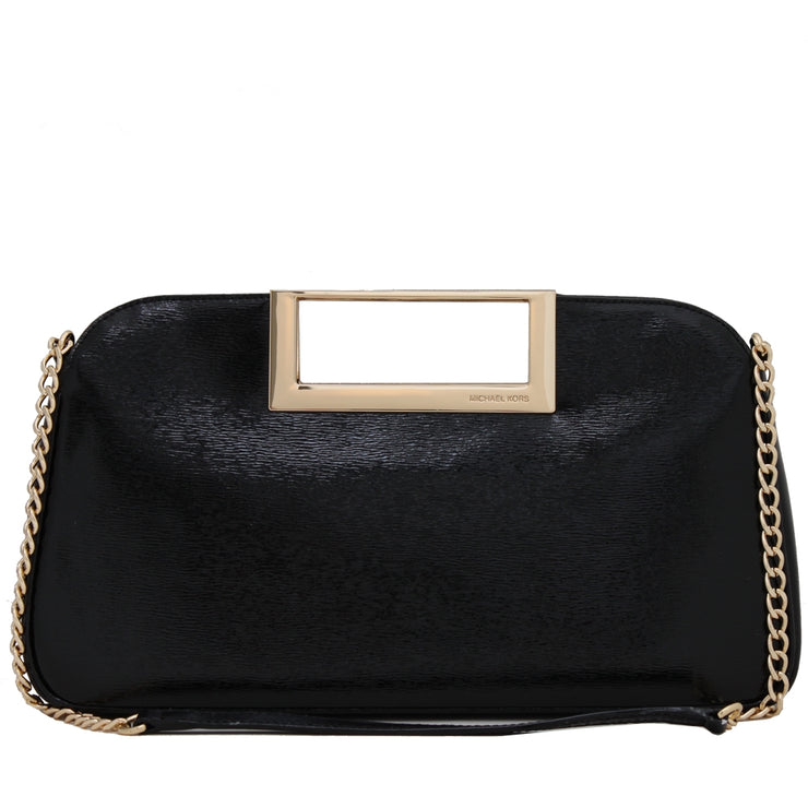 Michael Kors Berkley Patent Leather Large Clutch Bag- Black