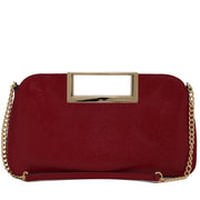 Michael Kors Berkley Patent Leather Large Clutch Bag- Dark Red