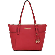Michael Kors Jet Set East West Top-Zip Saffiano Tote Bag- Watermelon
