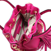 Michael Kors Camden Medium Leather Drawstring Satchel Bag- Fuschia