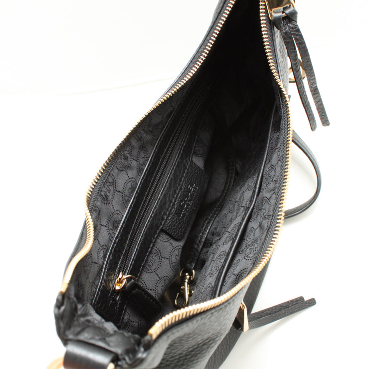 Michael Kors Rhea Zip Small Leather Messenger Bag- Black