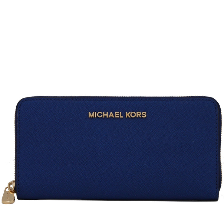 Michael Kors Jet Set Travel Zip-Around Saffiano Leather Continental Wallet- Sapphire