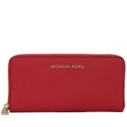 Michael Kors Jet Set Travel Zip-Around Saffiano Leather Continental Wallet- Watermelon