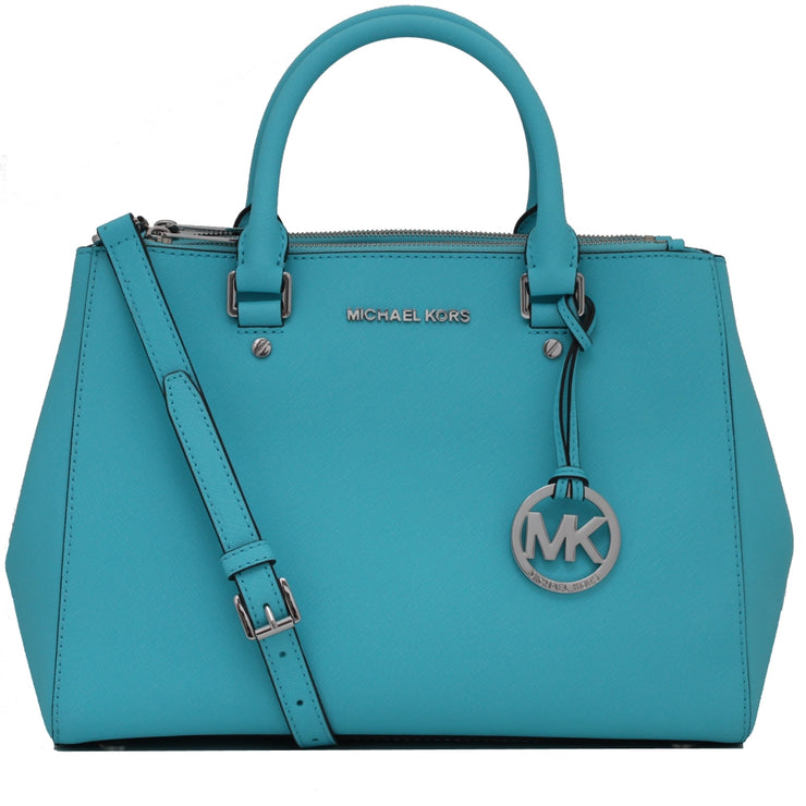 Michael Kors Sutton Medium Saffiano Leather Satchel Bag- Aquamarine