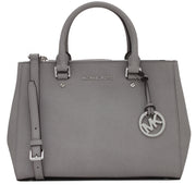 Michael Kors Sutton Medium Saffiano Leather Satchel Bag- Pearl Grey