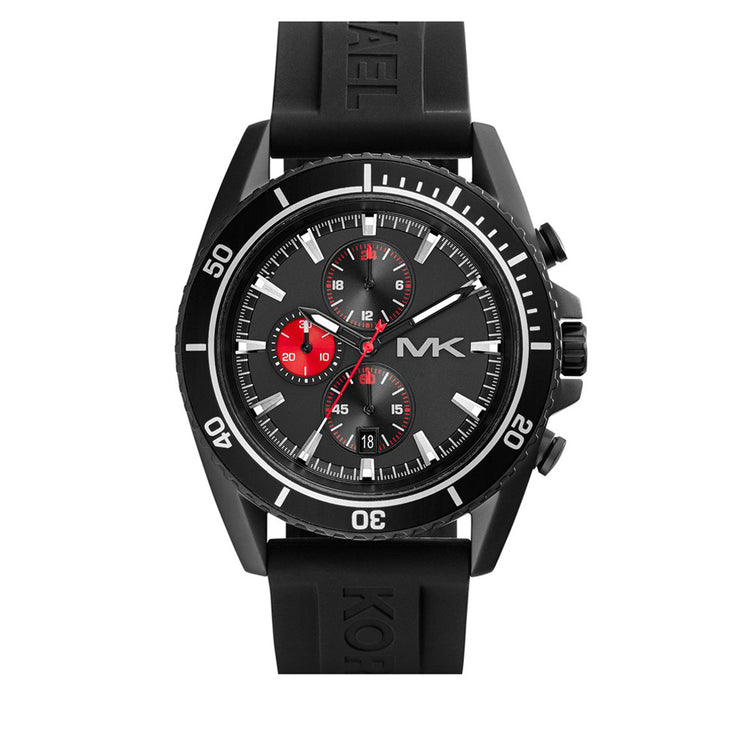 Michael Kors Watch MK8377- Jet Master Black Silicon Chronograph Men Watch