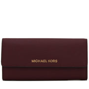 Michael Kors Jet Set Travel Saffiano Leather Carryall Continental Wallet- Cinnabar