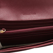 Michael Kors Jet Set Travel Saffiano Leather Carryall Continental Wallet- Cinnabar